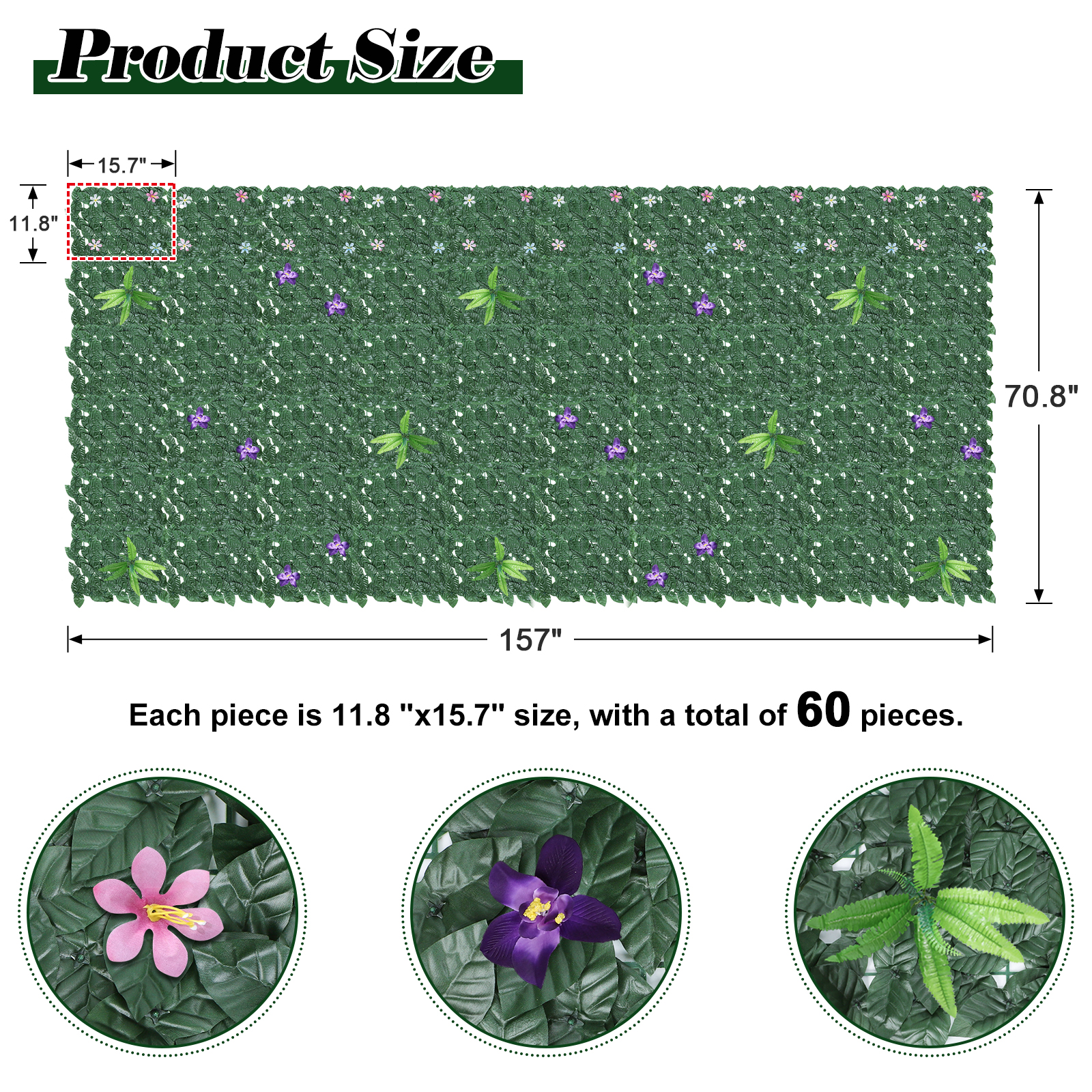 471" X 23.6" Artificial Ivy Privacy Fence Backdrop (with Flower)Balcony Garden Outdoor