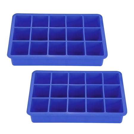

2pcs Party Drink Bar Soft Silicone For Freezer Cocktails 15 Cavity Ice Cube Tray