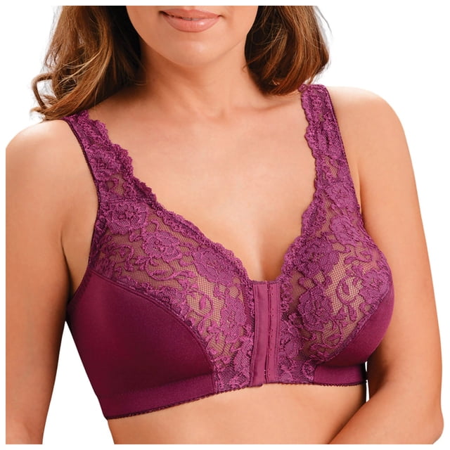 Kcodviy Front Buckle Sports Bra Plus Size Bra Plus Size Underwire Border Women Bras Wireless Full Coverage Front Vest Lace Bra