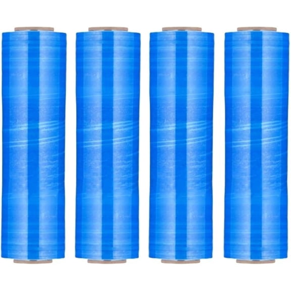 MMBM Blue Stretch Wrap 18 Inch x 1500 Feet 1 Roll 63 Gauge Opaque Hand Film for Packing Wrapping and Palletizing