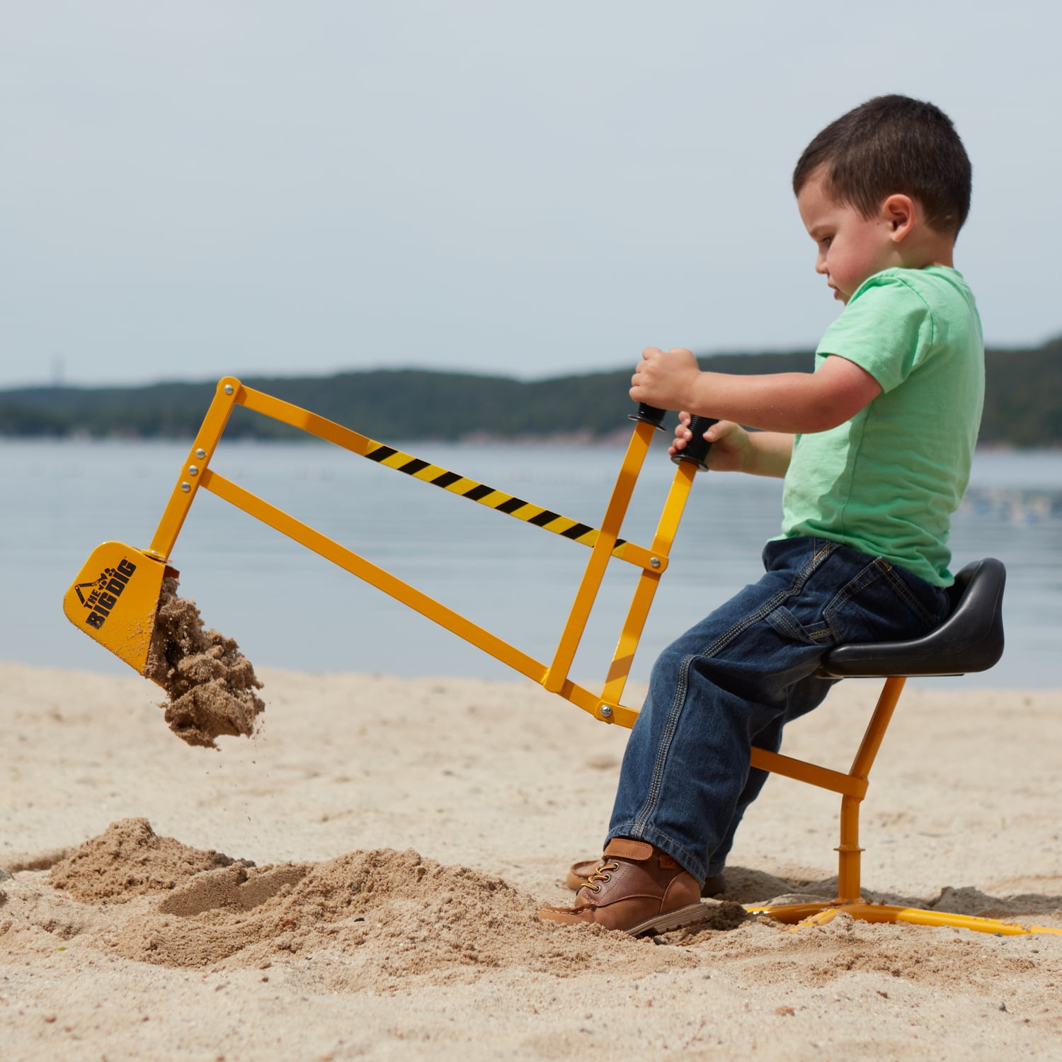 Big Ride-On Sit-On Sandbox Working Crane Excavator Reeves Kids Bucket Toy Digger 