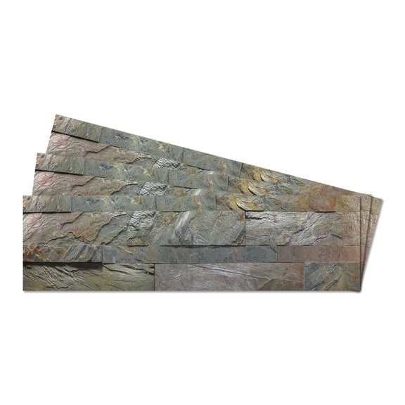 Burning Forest - Self-Adhesive 3D Peel & Stick Stacked Natural Stone Tiles [Pack of 10]