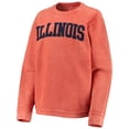 thumbnail image 2 of Women's Pressbox Orange Illinois Fighting Illini Comfy Cord Vintage Wash Basic Arch Pullover Sweatshirt, 2 of 3