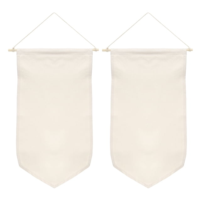 Uxcell 21" Length Enamel Pin Display Banner Canvas Pin Banner Wall Hanging Banner Beige 2 Pack