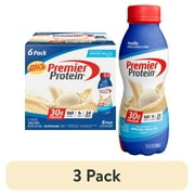 (3 pack) Premier Protein Shake, Vanilla, 30g Protein, 11.5 Fl Oz, 6 Ct