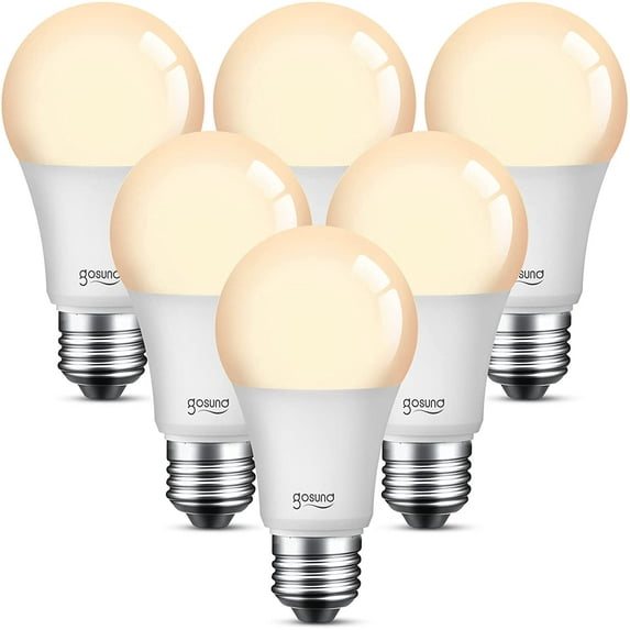 Gosund Smart Dimmable LED Light Bulb E26 A19 Works with Alexa & Google Home 8W Warm White (6 Pack)