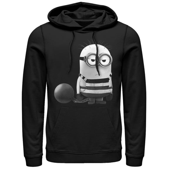 Men's Despicable Me 3 Minion Grumpy Prisoner Pull Over Hoodie Black 2X Large