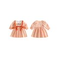 thumbnail image 2 of RUINIXCW Little Girls Ghost/Pumpkin Embroidery Dress Halloween Long Sleeve Plaid A-line Dress with Bow Decor, 2 of 8