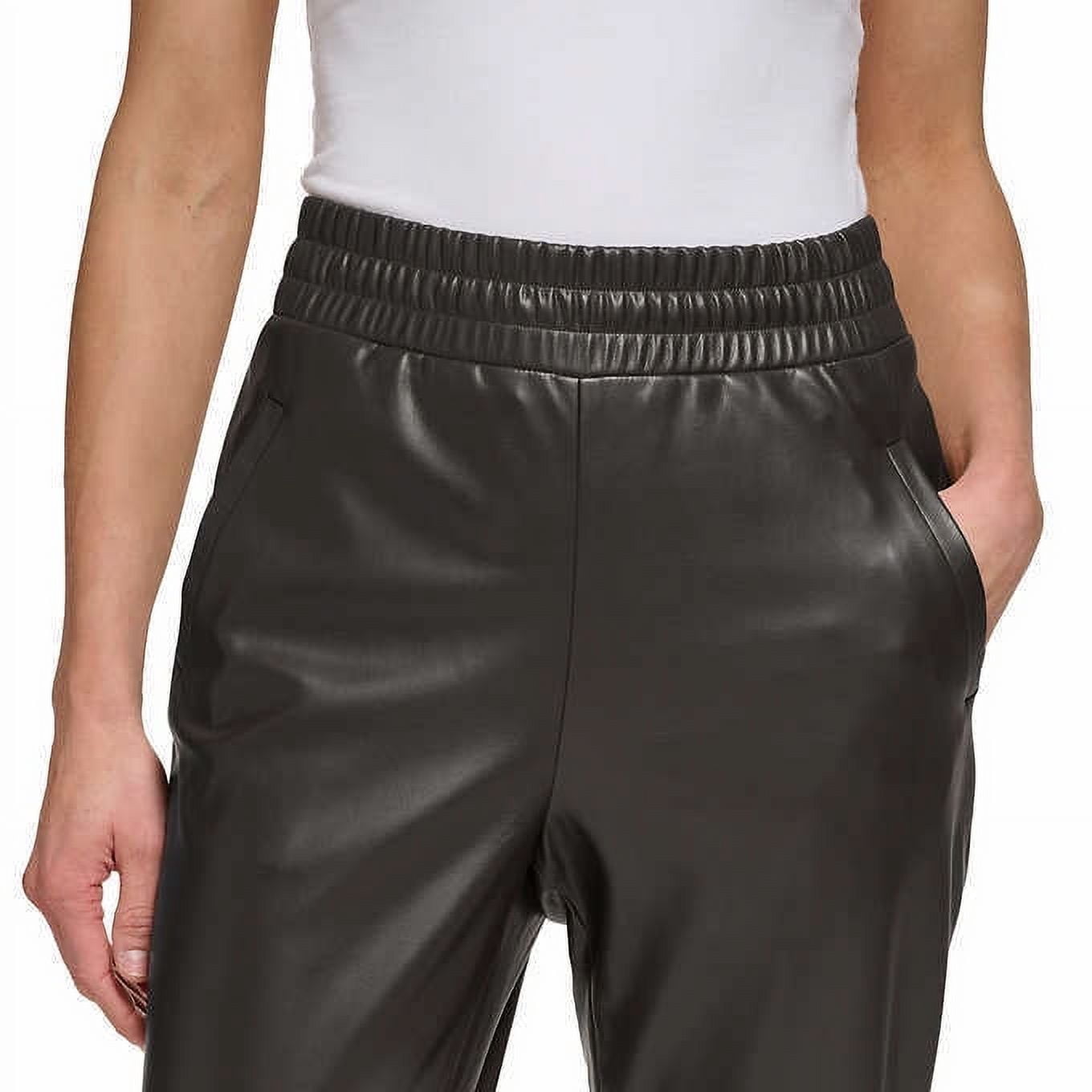 DKNY Jeans Ladies' Faux Leather Pull-On Pants, Black Large