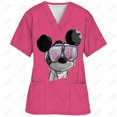thumbnail image 3 of Camiseta de enfermería con estampado de Minnie y Mickey de Disney para mujer, blusa informal, manga corta, cuello en V y bolsillo, uniforme para mujer, 3 of 5