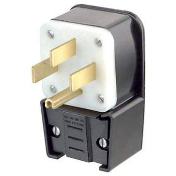 Leviton 9452-P 50 Amp, 125/250 Volt, Straight Blade, Plug, Industrial Grade, Grounding, Angle, Black