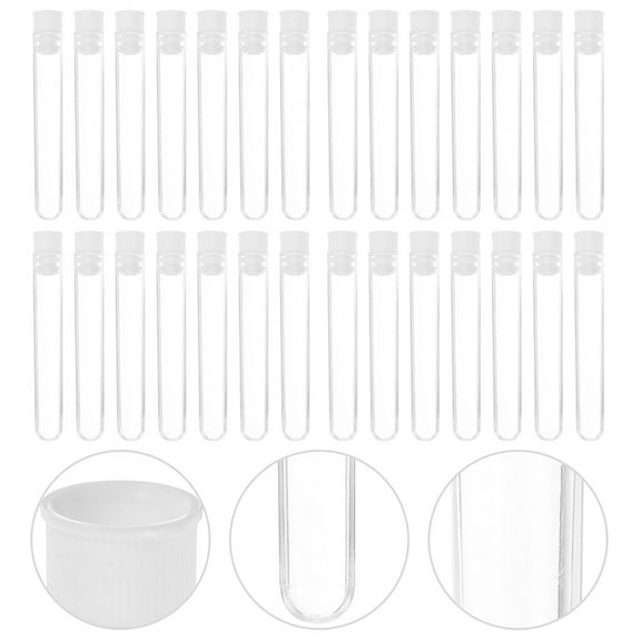 WHAMVOX 100pcs Clear Test Tubes Plastic Test Tube Kids Test Tubes Storage Tubes with Lids 7ml