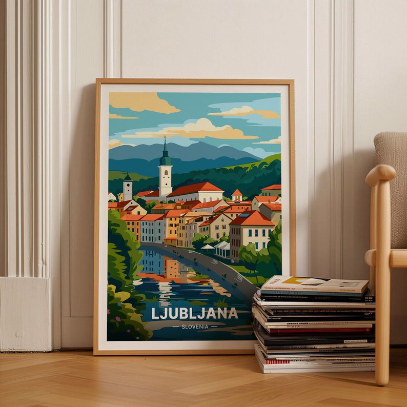 LAVIE Ljubljana Slovenia Travel Poster, Cityscape Wall Art No Frame