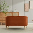 thumbnail image 5 of 50.78" Modern Loveseat Couch Sofa, Corduroy Fabric Upholstered 2-Seat Sofa, Loveseat with Wooden Nature Legs for Small Space Office Studio Apartment Bedroom (Orange), 5 of 11