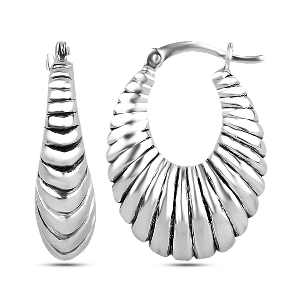 LeCalla 925 Sterling Silver Hypoallergenic Click-Top Shrimp Hoop Earrings Jewelry Gifts for Women and Teen 25MM