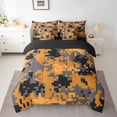 thumbnail image 2 of Feelyou Pixelated Blocks Miners Twin Bedding Sets 7pcs, Orange Square Comforter Set, 2 of 8