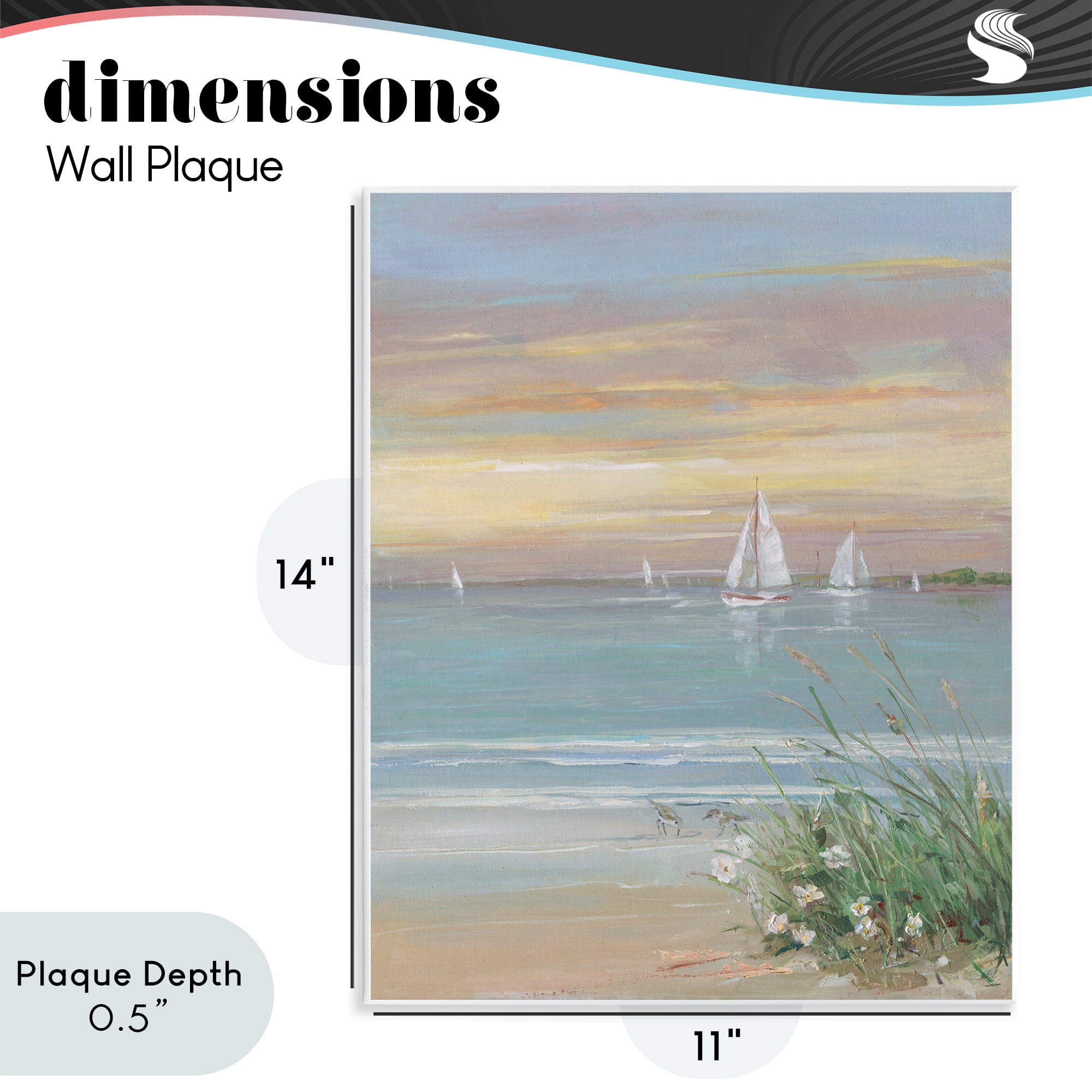 Stupell Industries Sailboats Beyond Sandy Shore Wall Plaque Art, design by Sally Swatland