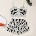 thumbnail image 2 of MEZZALL Halloween Gothic Pajama Set for Women Spaghetti Strap Skeleton Hand Print Crop Tops With Elastic Waist Shorts 2 Piece Home Sleepwear, 2 of 5