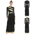 thumbnail image 4 of Aislor Women Liturgical Praise Dance Outfits Long Sleeve Worship Tunic Dress with Wide Leg Pants Black L, 4 of 7