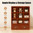 thumbnail image 6 of Shangmakel Wooden Shadow Box Shelf, 9 Grid Two Drawers Table Top Display Organizer, Vintage Wooden Cabinet for Home, Office Decor, 6 of 11