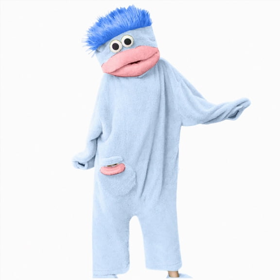 Xyant Silly Onesie Funny Big Mouth Monster Onesie Fleece Hooded One Piece Pajamas for Boys Girls 2-10 Years Soft Plush Loungewear