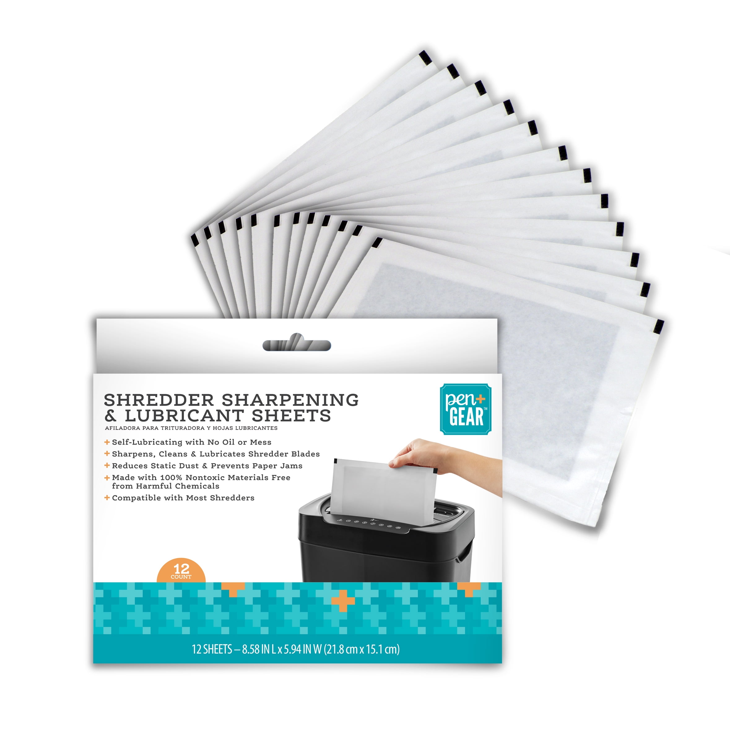 12-pack Shredder Oil Lubricant Sheets Blade Sharpening Paper Office Equipment 