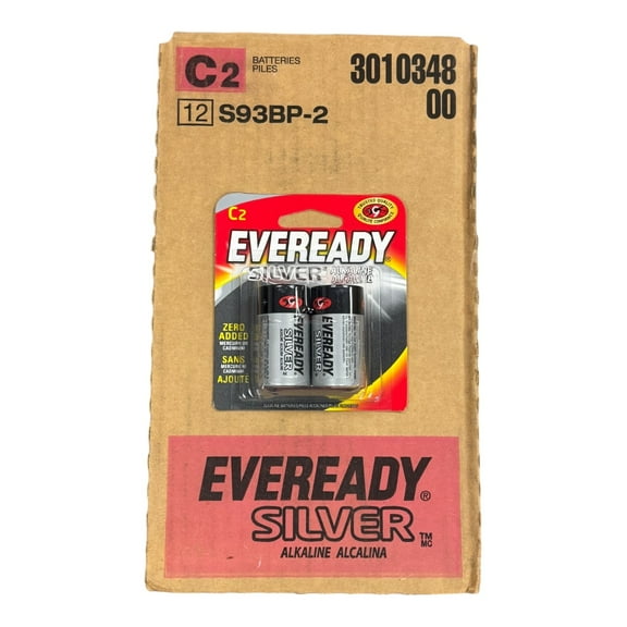 EVEREADY C-Cell Batteries 24ct - 1 Case -12 x 2ct Packs - 12/2026 Best Before