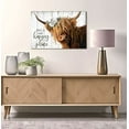 thumbnail image 4 of WFSposter Highland Cow Wall Art - This Is Our Happy Place Inspirational Canvas Poster for Home - Long Haired Scottish Cow with White Flower Picture Farmhouse Kitchen Decor Framed (10"x15"), 4 of 6