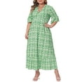 thumbnail image 2 of DARING DIVA Plus Size Bell Sleeve Ruffled Hem Boho A Line Long Dress 4X Green, 2 of 6