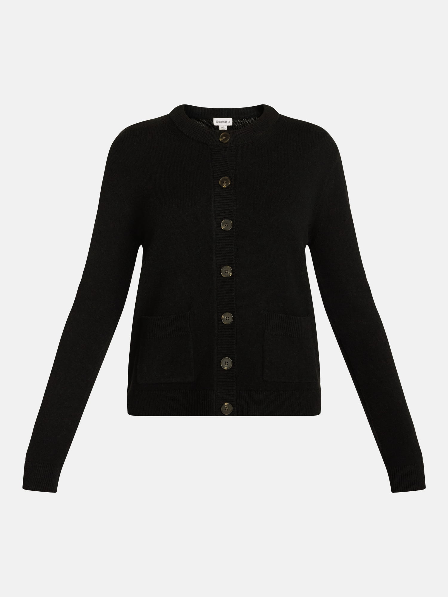 Scenario Women's Crewneck Cardigan with Patch Pockets, Lightweight, Sizes XS-XXXL