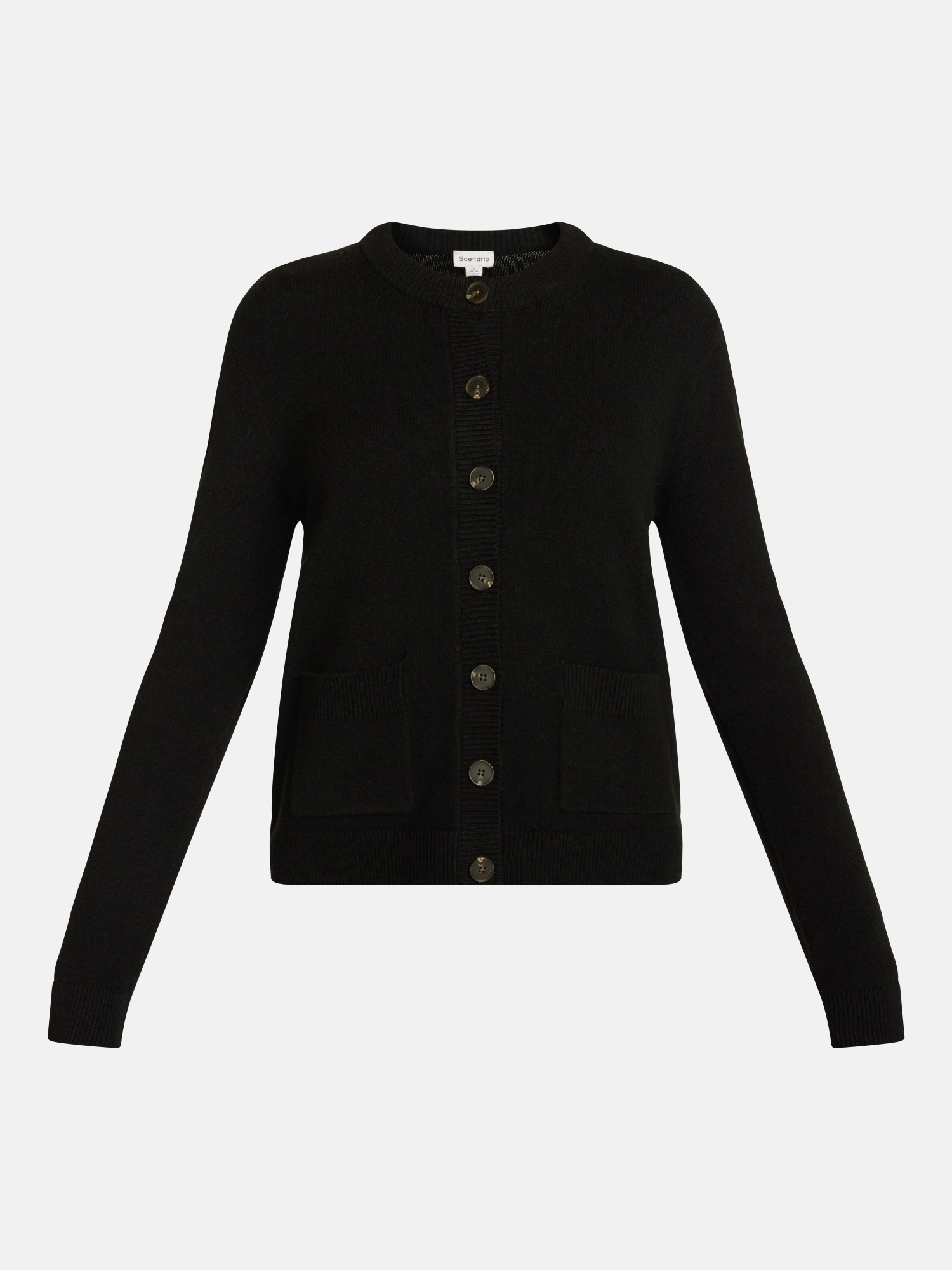 Scenario Women's Crew Neck Patch Pocket Cardigan Sweater photo 6