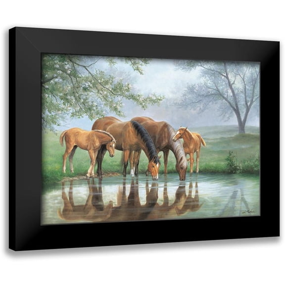 Jackson 14x11 Black Modern Framed Museum Art Print Titled - Drinking Horses