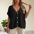 thumbnail image 4 of RRMuAzgs Womens Cardigans Batwing Short Sleeve Button Down V Neck Casual Open Front Sweater Lightweight Knit Tops, 4 of 5