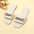 thumbnail image 4 of Wensltd Women's Square Toe Flat Sandals with Metal Chain Summer Casual Fashion Sandals for Daily Outdoor Wear Beige, 4 of 9