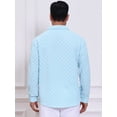 thumbnail image 3 of DARING DIVA Men's Plaid Textured Casual Long Sleeve Button Down Shirt S Sky Blue, 3 of 7