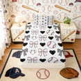 thumbnail image 4 of Erosebridal Bow Heart Baseball Pattern Twin Sheet Sets, Cute Sport Bedding for Girls and Boys, 3-Piece, 1 Flat Sheet, 1 Fitted Sheet and 1 Pillowcase, 4 of 6