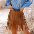 thumbnail image 7 of Womens Fringe Western Skirts Faux Suede High Waisted Tassel Skirts Club Country Concert Rodeo Outfits Rave Festival Coffee, M, 7 of 7