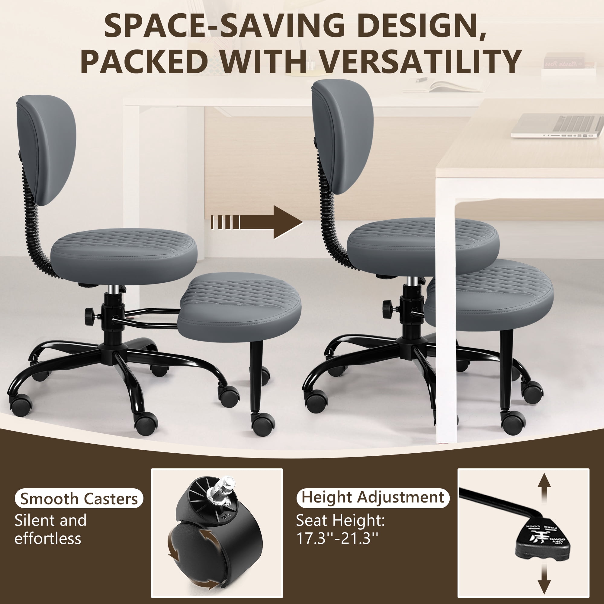 COOLHUT Cross Leg Office Chair, Adult ADHD Office Chair, Height Adjustable Yoga Office Chair, Meditation Chair with Lumbar Support, Home Office Kneeling Chair, Dark Gray