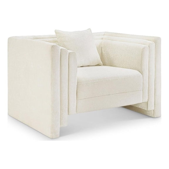 Meridian Furniture Everett Cream Chenille Fabric Upholstered Chair