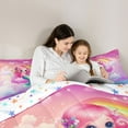 thumbnail image 5 of Homewish Cute Mermaid Queen Comforter Set,Cartoon Starry Sky Bedding Sets,Gradient Pink Purple Bedding Comforter Set For Girls Kids,Super Cozy Room Decor Reversible,3pcs, 5 of 8