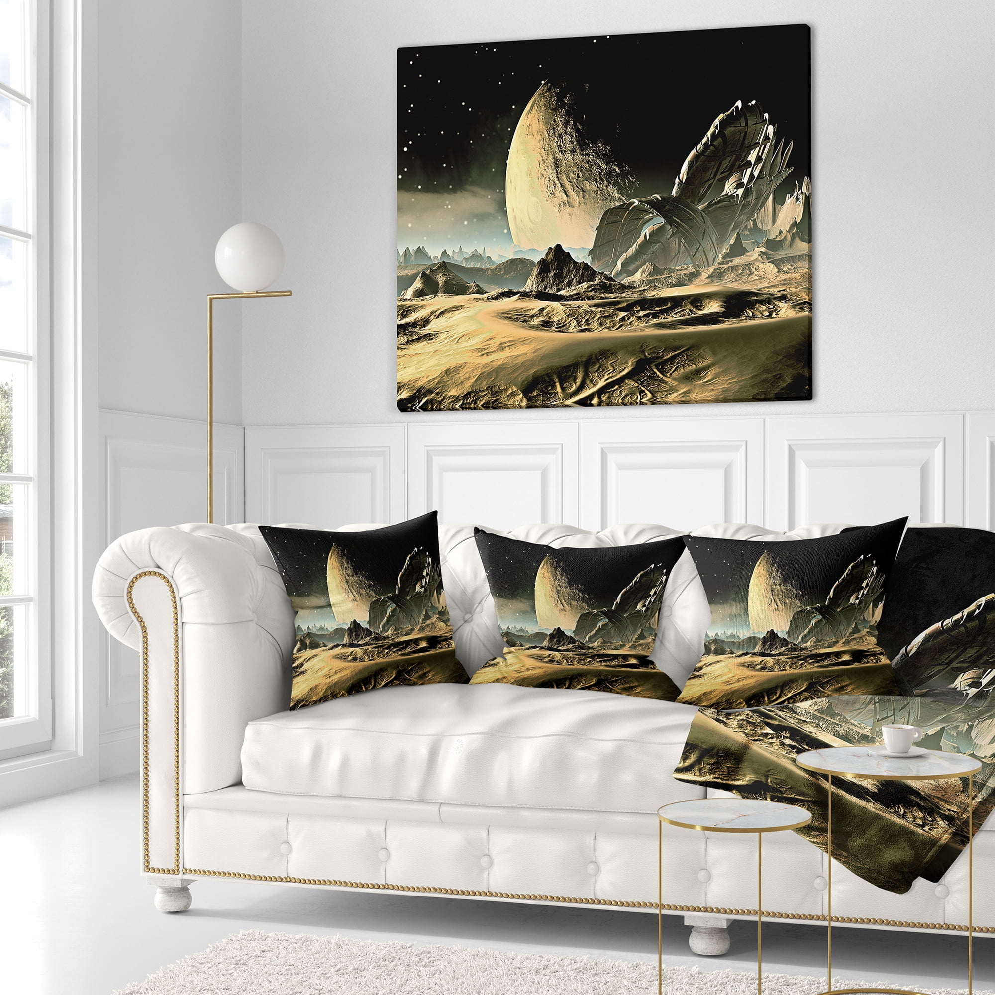 Designart Crashed Spaceship - Contemporary Throw Pillow - 16x16