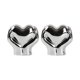 thumbnail image 2 of Juego de 2 adornos para San Valentín | Figuras de cerámica con forma de corazón | Acabado metálico dorado y plateado | Decoración romántica para escritorio, mueble de TV o estantería, ideal para, 2 of 6