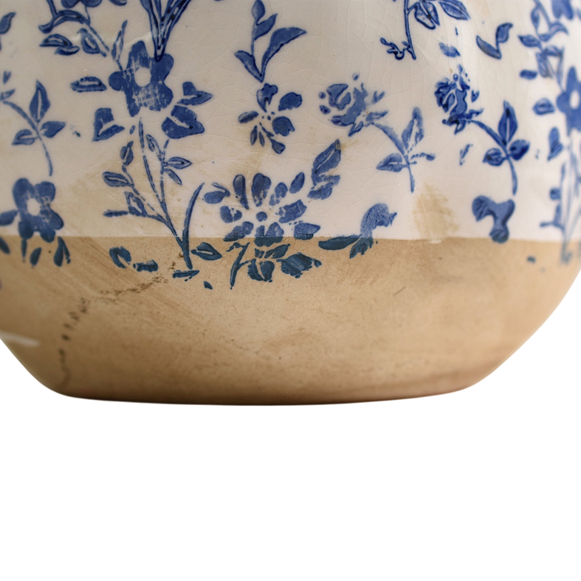 The Pioneer Woman Blue and White Floral Ceramic Pitcher Vase with Handle