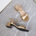 thumbnail image 6 of Amzcrzy Womens Sandals Comfortable Walking Buckle Strappy 1 Inch Low Block Heel Sandals Soft Leather Open Toe Trendy Comfortable Shoes for Daily Casual Wear Gold, 6 of 9