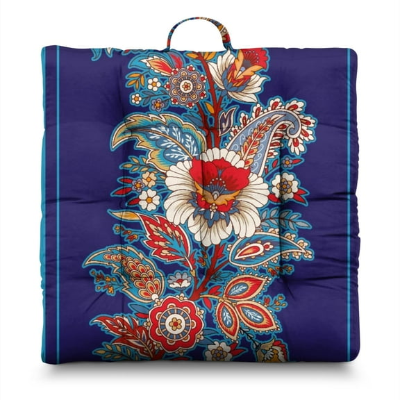 Elegant Floral Tatami Mat Seat - Oversized Decorative Floor Pillow with Abstract Boho Pattern, Soft & Resilient for Long Sitting Sessions