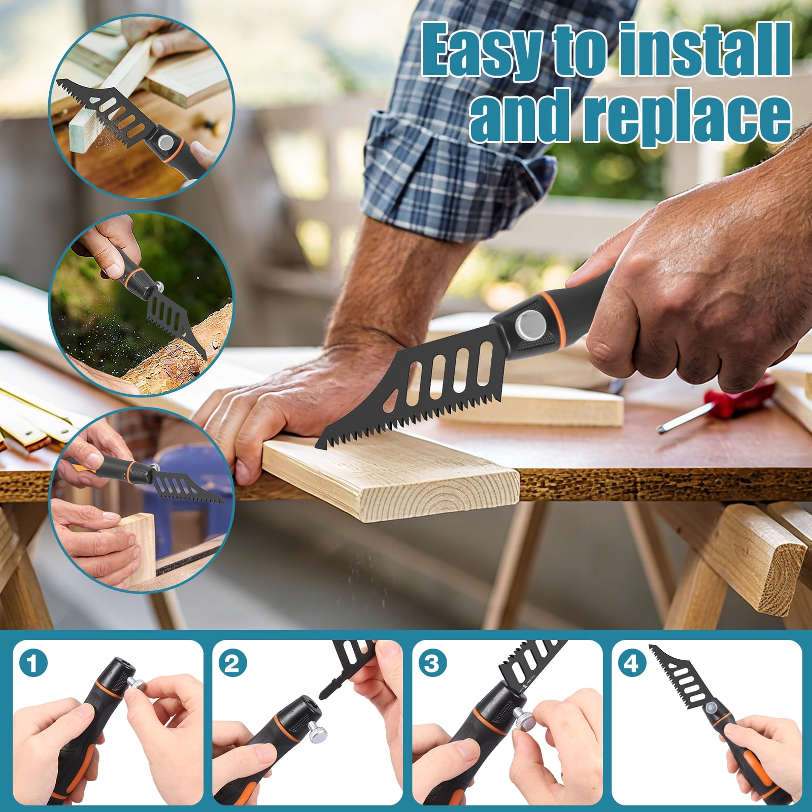 Jigsaw Blade with Handle Black High Carbon Steel Construction Special Shaped Design for Wood Plastic Cutting 10 Pack
