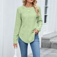 thumbnail image 2 of Yigetop Fall Outfits for Women 2025, Tops for Women Long Sleeve Knit Crew Neck T Shirts Side Split Blosue Casual Loose Fit Fall Basic Tees Long Sleeve Shirts for Women Light Green S, 2 of 9