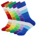 thumbnail image 1 of Calcetines de vestir de algodón para hombre, medias suaves y transpirables, informales, a la moda, coloridos, a rayas, para negocios, talla Europea 42-48, 5 pares, 1 of 4