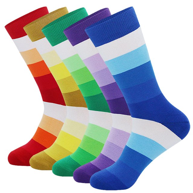Calcetines de vestir de algodón para hombre, medias suaves y transpirables, informales, a la moda, coloridos, a rayas, para negocios, talla Europea 42-48, 5 pares