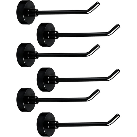 Magnetic Hooks, 6 Pack Long Magnet Hooks for Hanging, No-Drill Magnetic Hangers for Cruise Cabins, Refrigerator, Garage, Kitchen, Keys and Towels